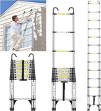 JADDUO 16.5FT Telescopic Ladder (Silver) Aluminum Extension Ladder with Non-Slip Feet & Stable Hook Heavy Duty Portable Ladder for Household/Outdoor, 330lbs Max Capacity