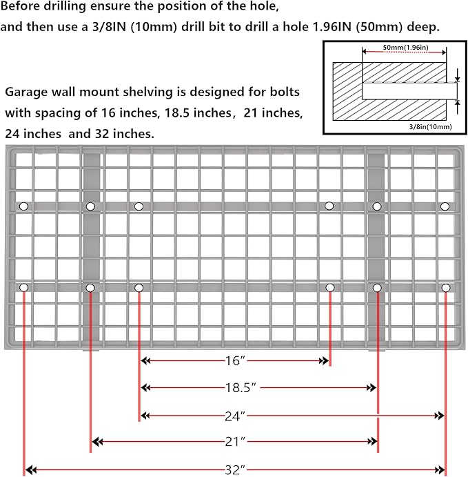 2-Pack 1.5x3FT Garage Shelving 17.7-inch-by-35.8-inch Wall Shelf Garage Storage Rack Wall Mounted Floating Shelves, Black