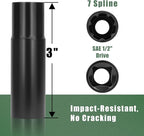 7 Spline Lug Nuts Key Socket, 1/2 Inch Drive Impact Square Tool - Quickly Remove M14x1.5, M14x2.0 and 9/16 Wheel Lug Nuts | 1 Pc (Black)