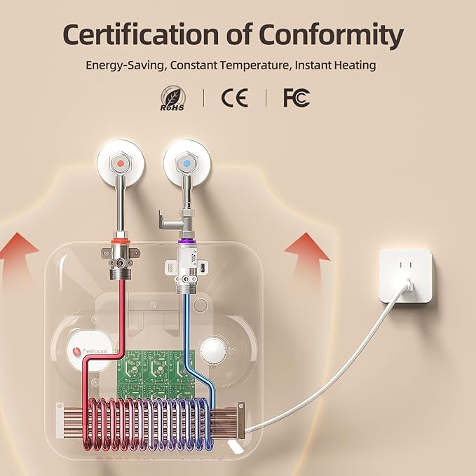Electric Mini Tank Water Heater-2.5 Gallon Under Sink Instant Hot Water for RV, Camper, Kitchen, Food Truck, 120V 1500W, Wall or Floor Mounted