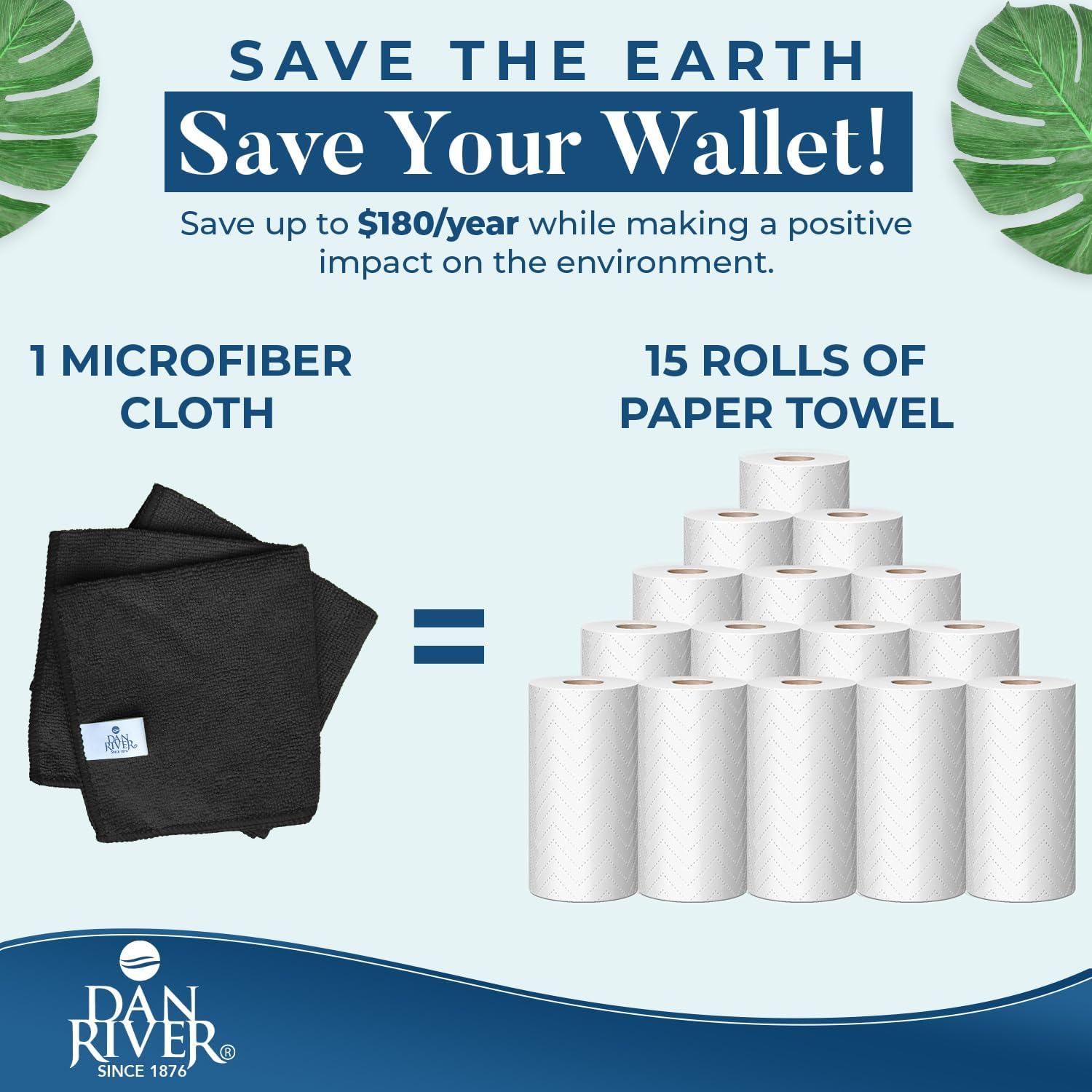 DAN RIVER 12-Pack Microfiber Towels – Ultra Absorbent, Lint-Free & Streak-Free Detailing Towels for Home, Car & Kitchen - Must-Have Cleaning Essentials - 12" x 12" - Gray White Black