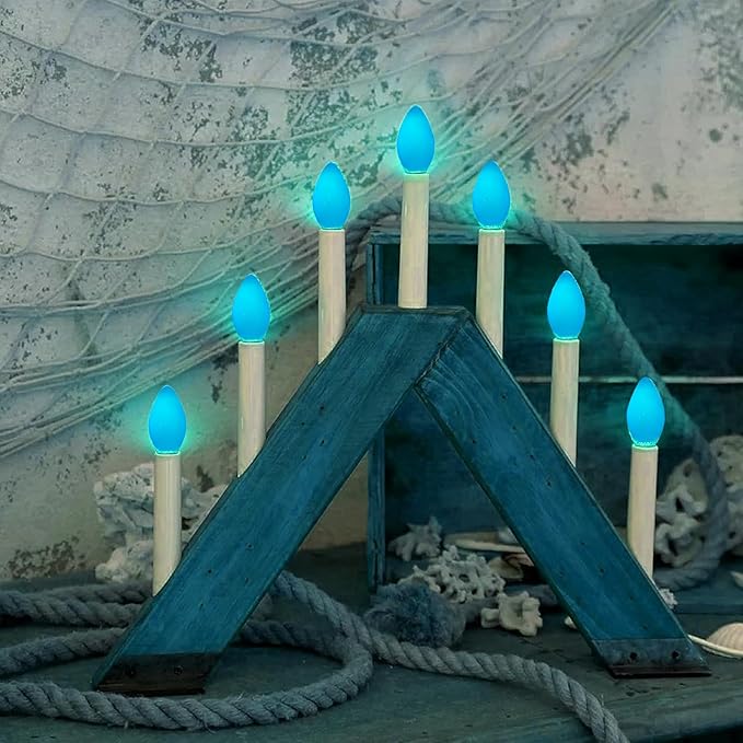 Abeja C7 Ceramic Christmas Replacement Bulbs, Blue Ceramic Christmas Lights Great for Night Lights, Decorative Lights and Christmas Strings, 25 Pack