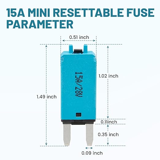 NuIth Manual Reset 15A Mini Fuse Circuit Breakers, E73 Low Profile ATM Circuit Breaker Blade Fuse DC 28V Resettable Standard Blade Fuses for Car Truck RV Marine (2PCS-15A)