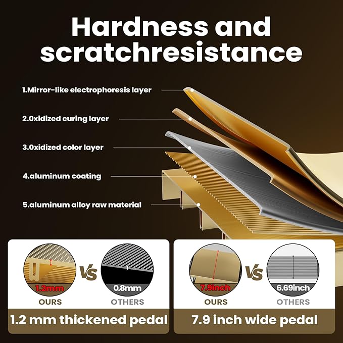 HillhutApex 4 Step Stool, Aluminum Foldable Step Ladder, Lightweight Stable Stool with Wide Non-Slip Pedals, 330lbs Bearing Capacity Ladder for Office,Home,Kitchen - Gold