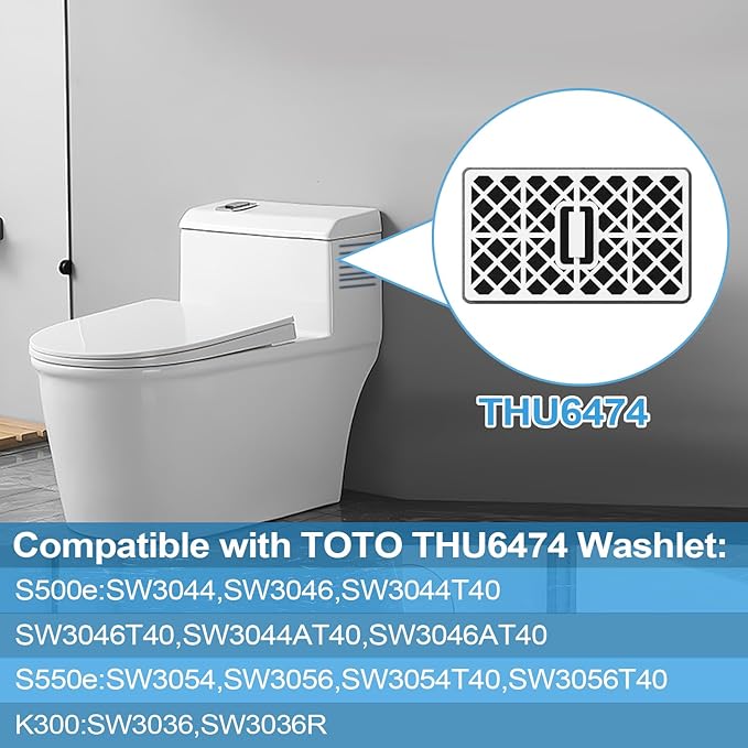 Deodorizer Filter for Toto THU6474-01/THU6474#01 THU6072, For Washlet S550E C5 C2 SW3074 SW3054T40 SW3056T40, Bathroom Toilet Carbon Air Filter, Deodorizing Cartridge Parts (4 Pack)