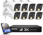 ANNKE 8CH 3K Security Camera System with Audio/Mic, 8 Channel Surveillance AI DVR and 8X 5MP 2960 * 1665 CCTV Cams with Dual Light, Human/Vehicle Detection, IP67, Color Night Vision, 2TB Hard Drive