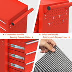 5-Drawer Rolling Tool Chest, Tool Box with 4 Wheels and Drawers, High Capacity Detachable Mobile Tool Storage Cabinet for Garage, Workshop, Mechanics and Repair Room (Red)