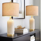 24.25" Modern Ceramic Table Lamps Set of 2 - Gold, Boho & Farmhouse Style for Living Room, Bedside & End Tables