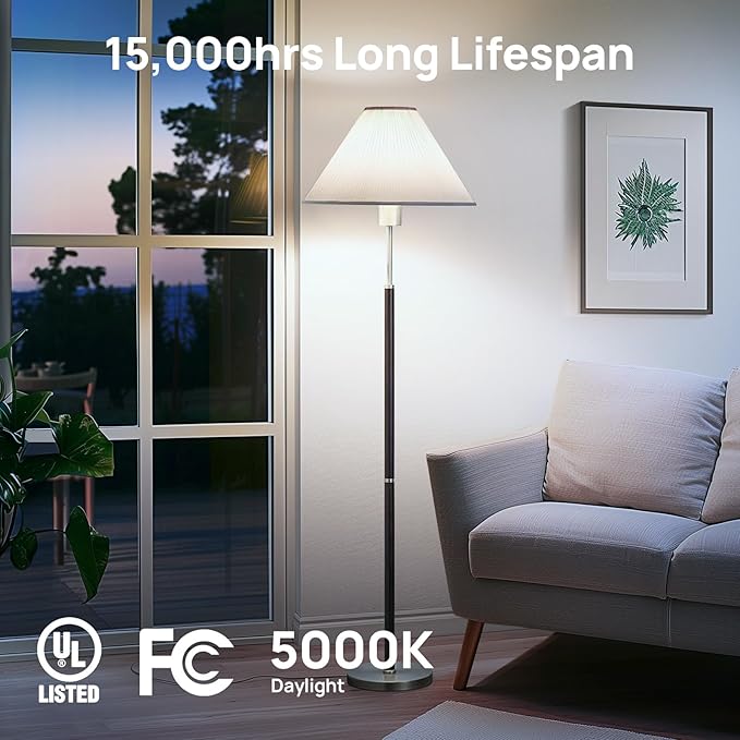 Consciot A19 LED Light Bulbs Dimmable,60W Equivalent,5000K Daylight White,9W 800 Lumens,E26 Standard Base,UL Listed,Lighting for Bedroom Living Room Home Office,5 Packs