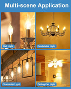 25W Candelabra Light Bulbs, E12 B10 Clear Candle Base Bulb with Warm White 2700K, 250 Lumen Dimmable, 120V Incandescent Chandelier Light Bulbs for Pendants, Ceiling Fan, Wall Sconces (12-Pack)