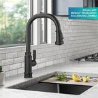 KRAUS Allyn Transitional Industrial Pull-Down Single Handle Kitchen Faucet in Matte Black, KPF-4101MB