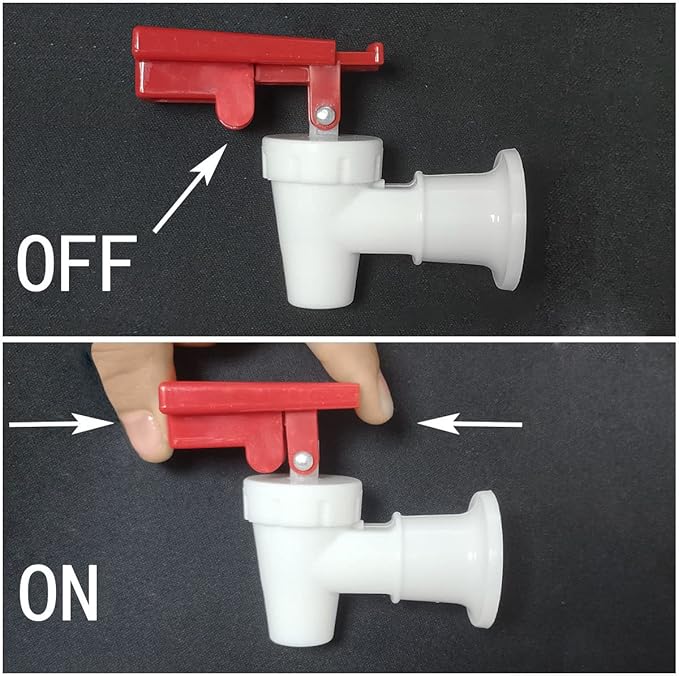 Water Cooler Faucet 2PCS White Plastic Water Cooler Spigots Reusable Spigot Spout Leak Proof Water Beverage Lever Pour Valve Water Crock Water Tap Blue and Red (Red Safety Lock)