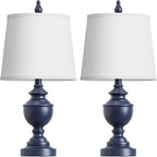 PARTPHONER Retro Table Lamps Set of 2, Bedside Lamp for Bedroom Rustic Farmhouse Table Lamps for Living Room, Vintage Nightstand Lamps with White Shades, Blue