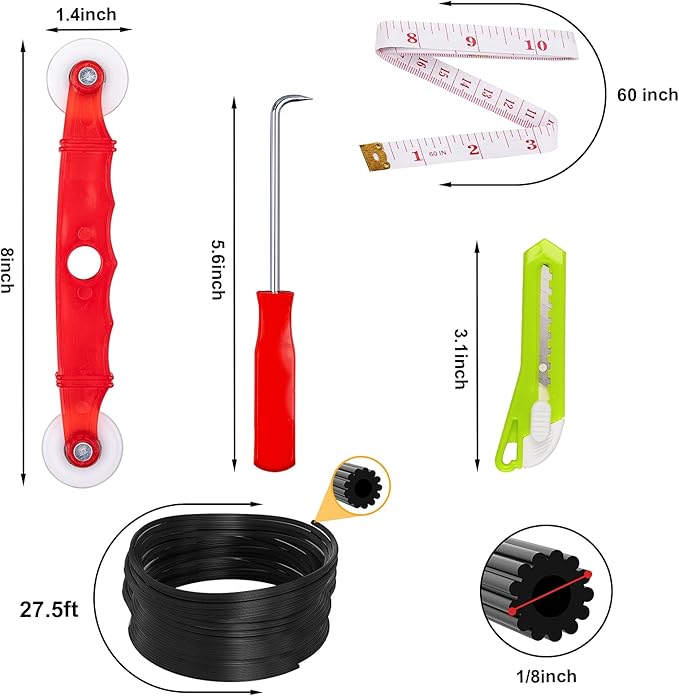 Ouskr Replacement Window Screens Kit, 48X118 Inch Durable Window Screen Mesh for Patio Porch Door Windows, DIY Adjustable Fiberglass Screen Repair Kit with Rolling Tool Hook Ruler Cutter Spline