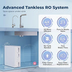 iSpring RO500-BN, NSF Certified Tankless RO Reverse Osmosis Water Filtration System, 500 GPD Fast Flow, Brushed Nickel Faucet, 2:1 Pure to Drain Ratio, White