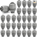 30 Pcs Conduit Connectors, 1/2 Inch PVC Electrical Liquid Tight Connector, 180 Degree Straight NPT Non-Metallic Fitting for Home Kitchen Bathroom Outdoor Tubes Tools Supplies, Grey