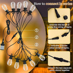 LED Outdoor String Lights with 10 Shatterproof Edison Bulbs, 23FT Commercial Grade Patio Lights, Replaceable Wick Outside Hanging Lights Waterproof for Porch, Deck, Garden, Backyard 2700K