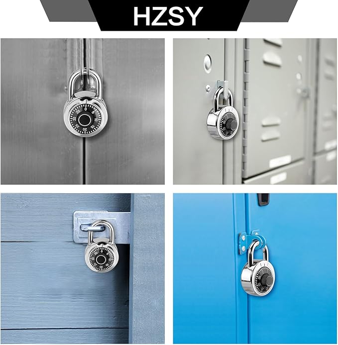 Combination Padlock 12 Pack, Fixed Dial Combination Padlock with Different Combinations, 2 in. Wide. Black Turntable, Lock for Gym & Locker, School, Toolbox, and More