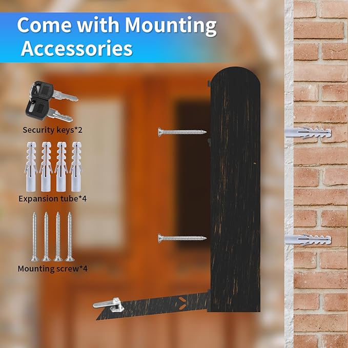 Vintage Wall Mount Mailboxes for House, Rust-Resistant Locking Mailbox with Key Locks, Galvanized Steel Outdoor Mailboxes, Bronze