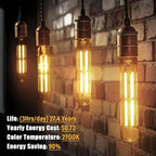 8.9IN LED Light Bulbs E26 Base, 6W 800LM 2700K Soft White T10 T9 Vintage Edison Bulbs Dimmable, AC 120V Equal 80 Watt Clear Glass Long Tubular Filament Bulb, UL Listed - 2Pack