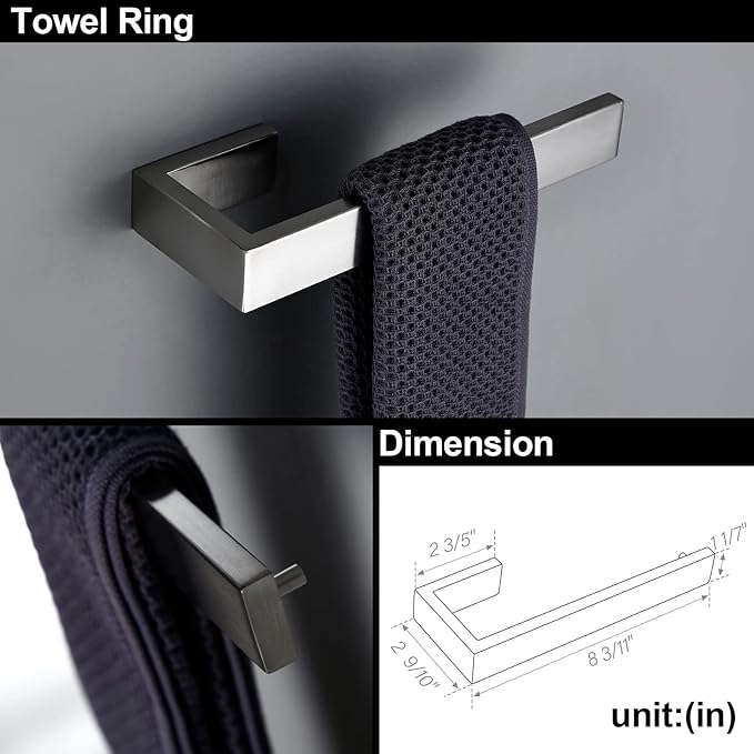 BAGNOLUX Brushed Nickel Bathroom Hardware Set 4 Pieces, Bath Towel Holder Set SUS304 Stainless Steel, Towel Racks Set for Wall Mount, Square Bathroom Accessories Set Towel Bar Heavy Duty