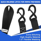 4000 lb Ratchet Straps 1.5 Inch 15ft 4 Pack Adjustable Tie Down Straps with S Hooks,Heavy Duty Strap for,Boats,Truck Bed,Tarps,Trailers,Wind,Storage Sheds,Rook Rack,Car Accessoreis Essentials Black