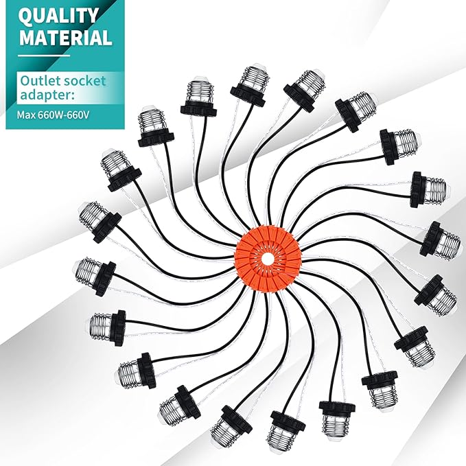 Zhengmy 50 Pcs E26 Socket Adapter, Medium Base Male Screw in Light Socket Pigtail for LED Recessed Lights