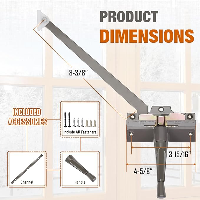 Touri Straight Arm Operator for Anderson Window Crank Replacement for Right Window with 8-3/8" Arm Length, Works with Perma-Shield Casement Windows, in Stone Color (1974-1995)