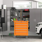 5-Drawer Rolling Tool Chest Toolbox, Rolling Tool Box with Wheels, Tool Chest with Keyed Locking System and Drawer Liners, Tool Box Organizer for Garage, Warehouse, Workshop(Orange)