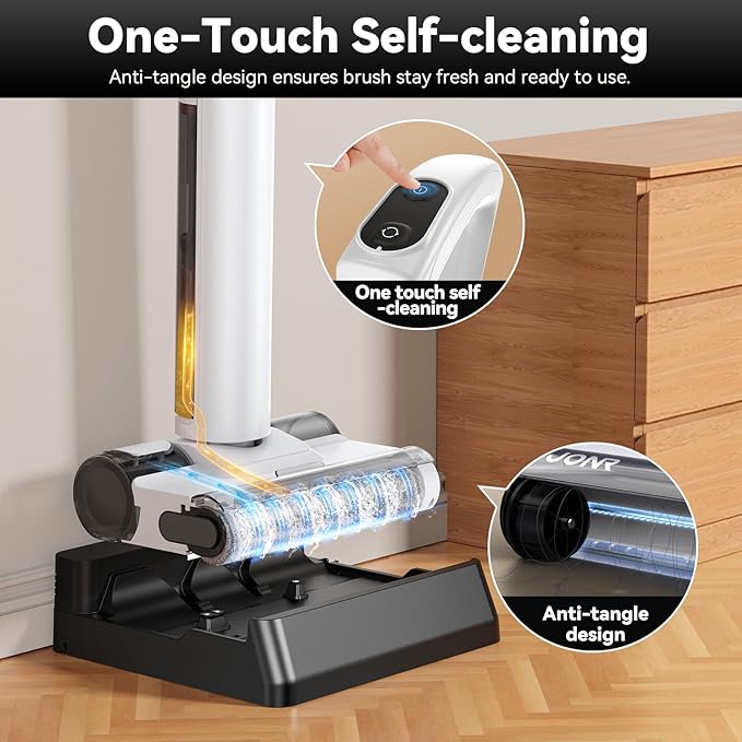 JONR S20 Pro FlexReach Wet Dry Vacuum Cleaner, 180° Lie-Flat Cordless Vacuum Mop All-in-One for Hard Floors, Floor Cleaner Machine with Self Propelled, 0.1Inch Edge Cleaning, One-Step Cleaning, White