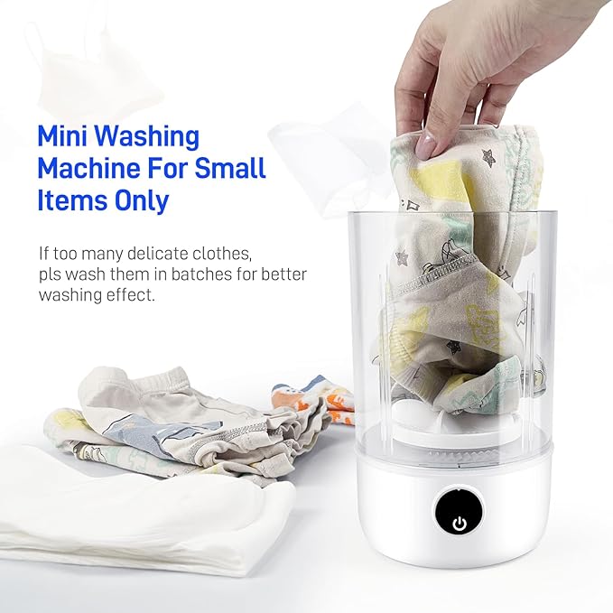 Portable Mini Washing Machine | Compact Deep Cleans Underwear, Baby Clothes, Small Laundry | Lightweight for Apartment, Dorm, Hotel, Travel & Camping | Quiet Energy-Efficient (MR201-US-White)
