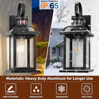Motion Sensor Porch Lights Dusk to Dawn 16 Inch, 2-Pack Aluminum Anti-Rust Black Large Outdoor Sconces Wall Mounted House Lighting Exterior Coach Lights Patio Light Fixtures, E26