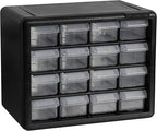 Akro-Mils 16-Drawer Plastic Drawer Storage Cabinet for Garage Organization, Beads, Makeup Organizer, Building Bricks Storage, Teacher Toolbox, 10-1/2" W x 6-1/2" D x 8-1/2" H, 10116 Black