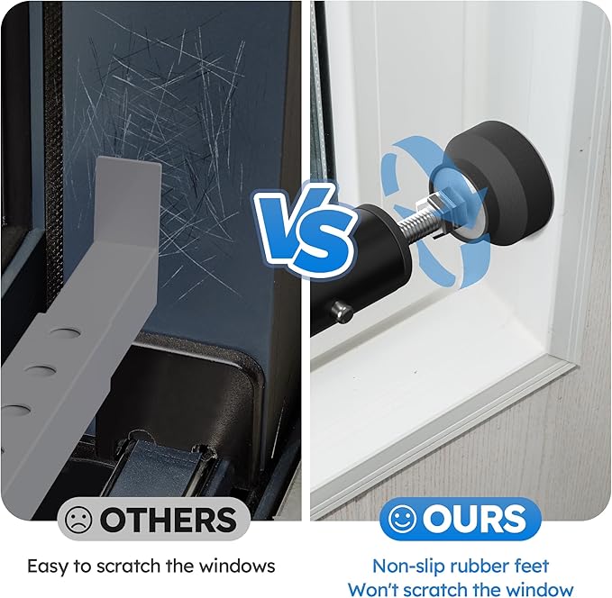 Adjustable（Short）Window Security Bars for Inside Windows, Window Safety Bars for Sliding/Vertical Windows, Window Guards for Home Security, Anti Theft Jammer Bars for（Small）Window -Black 2 Pcs