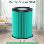 2 Pack VF6000 Replacement Filter for RIDGID, Standard Wet/Dry Vac Filter Vf6000 Compatible with RIDGID Vacs Wet Dry 5-20 Gal, 6-9 Gal Husky Vacuum