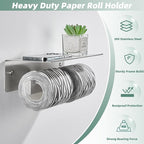 APLusee Double Toilet Paper Holder with Shelf, 304 Stainless Steel Brushed Nickel Bathroom Tissue Holder, Commercial Paper Roll Dispenser Wall Mounted