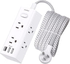 10 Ft Power Strip Surge Protector - One Beat 10ft Extension Cord with 6 Widely Outlets 3 USB Ports (1 USB C), Wall Mount Outlet Extender, Flat Plug Power Strip for Travel Home Office College Dorm Room