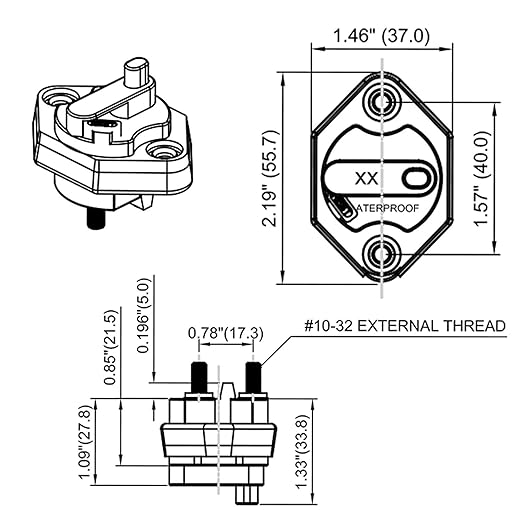 40 Amp Circuit Breaker with Manual Reset Button Switchable for Auto Truck RV Marine Waterproof 12-32V DC