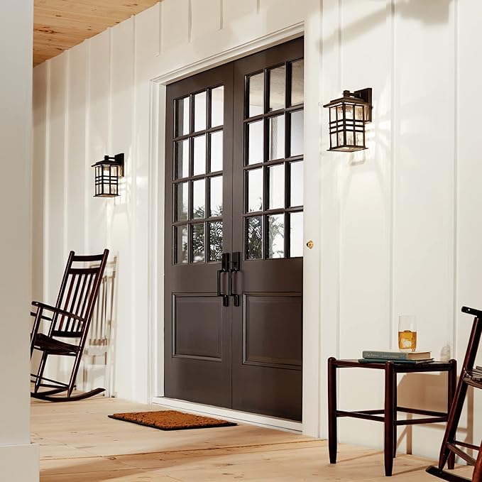 Beacon Square 12" 1 Light Outdoor Wall Light with Clear Hammered Glass in Olde Bronze® (Pack of 2)