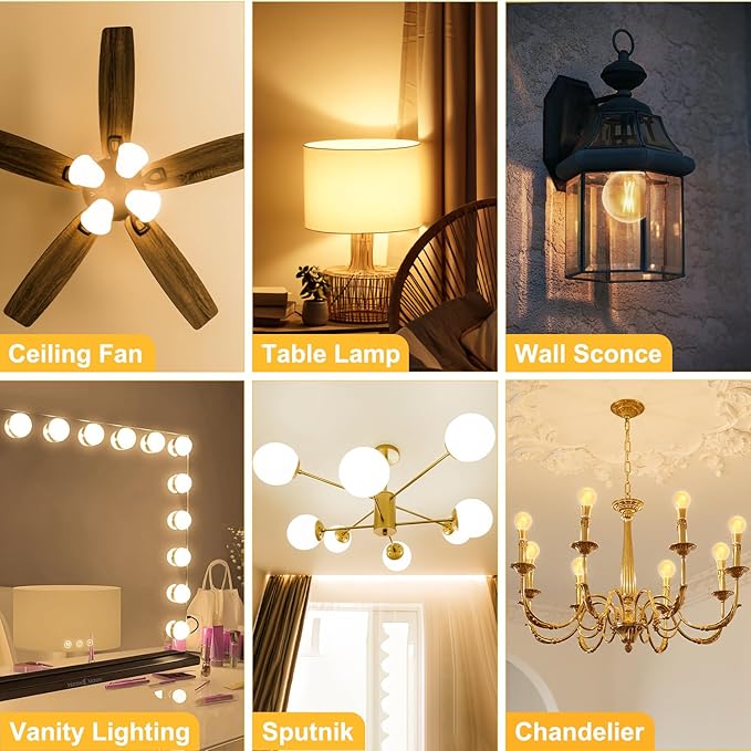 BRIMAX 10 Pack G16.5 Light Bulbs Dimmable,6W Equal 60 Watt 600lm, E26 Small Globe LED Bulbs,2700K Warm White,AC120V,Flicker Free for Ceiling Fans Chandelier