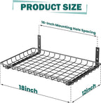 EVERHANGER Garage Wall Shelves 12x18 Inch, Wall Mounted Storage Shelf, Metal Shelf Rack, Heavy-Duty Shelf Organizer 2 Pack, Black