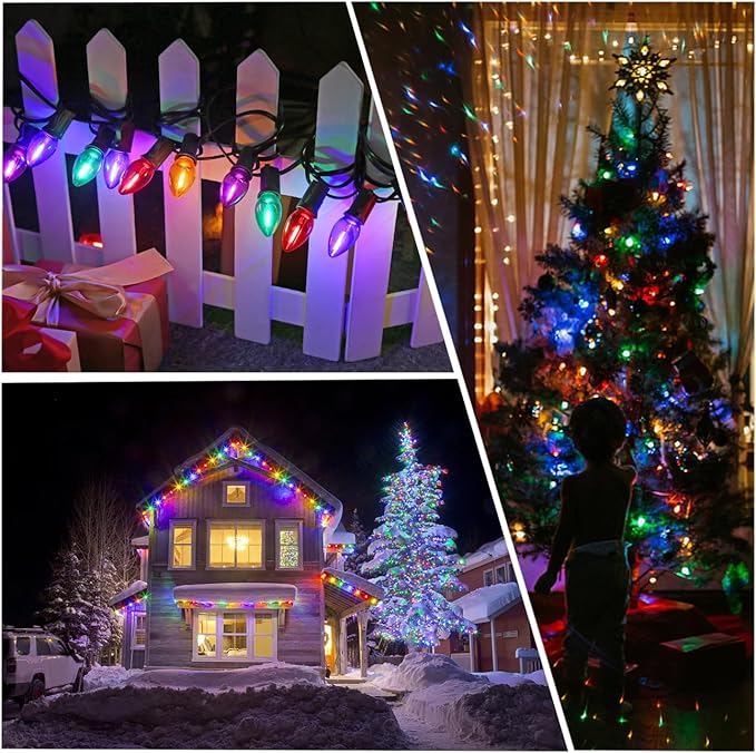 C7 Christmas Led Light Bulb, Multicolor Replacement Night Light Bulb, 0.6W Shatterproof Led Bulbs, E12 Standard Base, 50 Pack