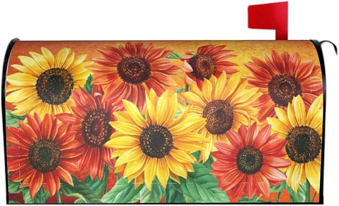 Giwawa Sunflower Mailbox Cover - Large Autumn Fall Magnetic Oversized 25.5 x 21 - Thanksgiving Decorations Outdoor Welcome Wrap