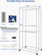 Portable Clothes Dryer, 110V -1600W Clothes Dryer, 67Inch -3 Tier Foldable Clothes Dryers Rack, Energy Saving Portable Dryer for Apartment, Indoor, Travel, RV
