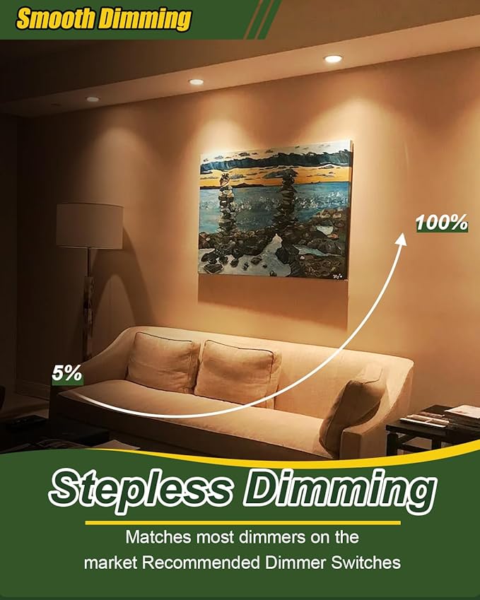 ZYC Gimbal LED Recessed Lighting - 6 Inch 5CCT 12W 360° Rotation Adjustable Eyeball Light,LED Swivel Spotlight,Directional Sloped Ceiling Light,Dimmable Canless Wafer Downlight Pack of 6 White.