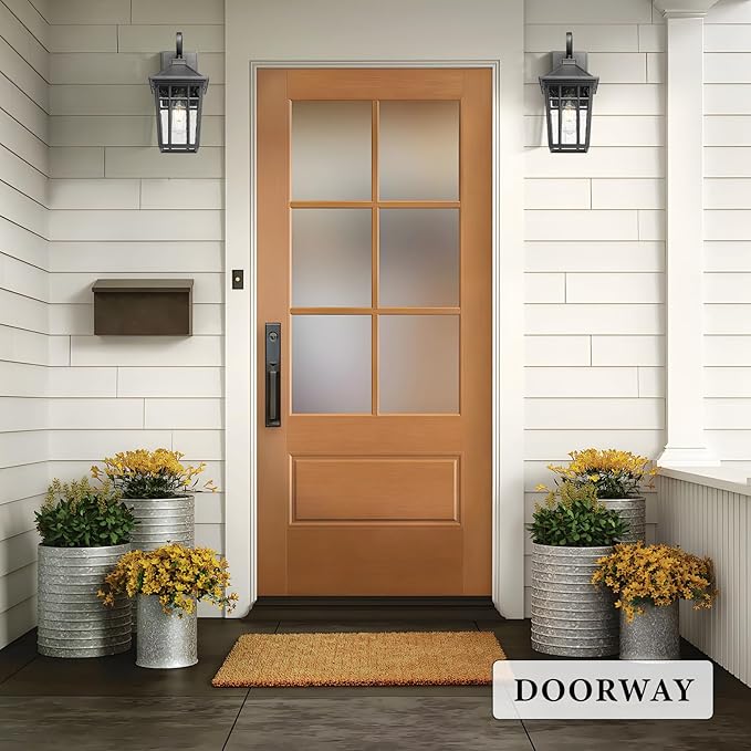 Darkaway Outdoor Wall Lights for House, Exterior Lighting Fixtures Wall Mount Outdoor Porch Lights Waterproof Black Outdoor Sconce Lights with Seeded Glass for Patio Hallway Garage