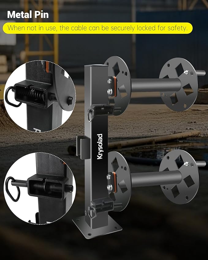 Heavy Duty Double Welding Cable Lead Reel, 10" Lockable Welding Lead Reel with 360° Rotatable Base and Metal Pin, Accommodates 150 Feet of 1/0 and 125 Feet of 2/0 Cable