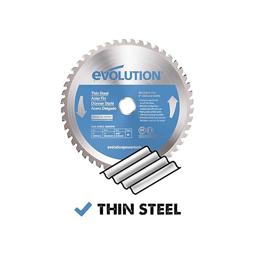 Evolution Power Tools 230BLADETS Thin Steel Cutting Blade, 9-Inch x 68-Tooth , Blue