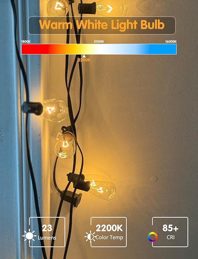 25-Pack ST35 Light Bulbs Replacement Edison Clear Bulbs -5 Watts C7/E12 Screw Base for Indoor/Outdoor Patio String Lights