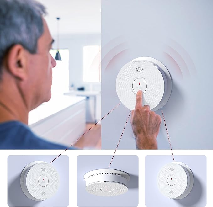 Hardwired Interconnected Smoke and Carbon Monoxide Detector Combo, 2 in 1 Smoke and CO Detector with 2 AA Batteries Back Up, AC Smoke and CO Alarm, Voice Alert, Self-Check, 3 Pack